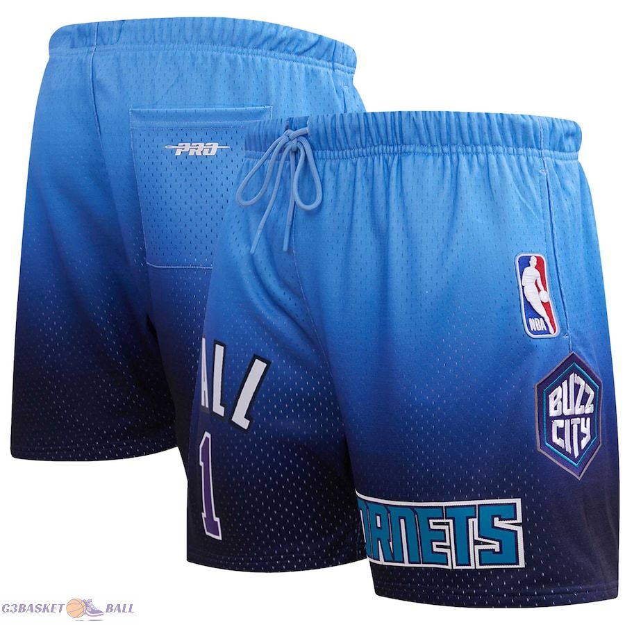 Men's Charlotte Hornets LaMelo Ball Post Navy/Blue Ombre Name & Number Shorts