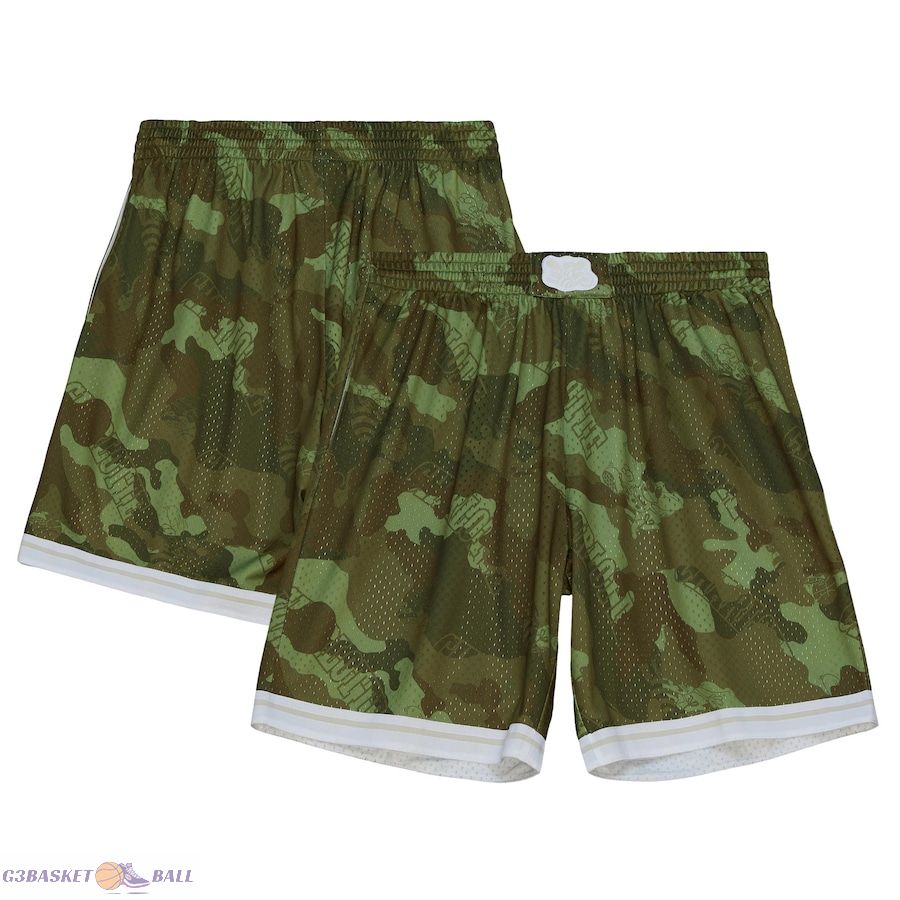 Men's Charlotte Hornets Mitchell & Ness Camo 1992-93 Hardwood Classics Ghost Green Swingman Shorts