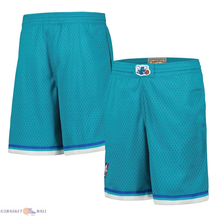 Youth Charlotte Hornets Mitchell & Ness Teal Hardwood Classics Swingman Shorts