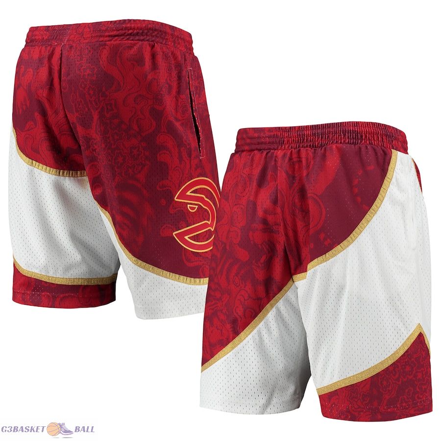 Men's Atlanta Hawks Mitchell & Ness Red Hardwood Classics Lunar New Year Swingman Shorts