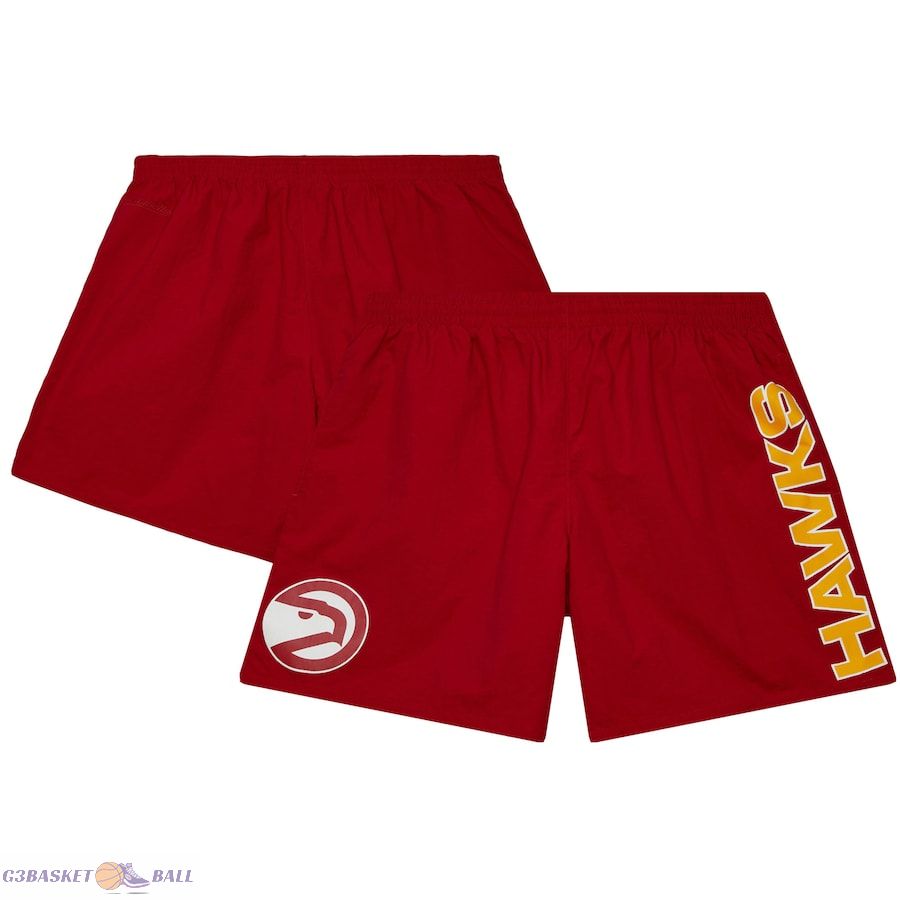 Men's Atlanta Hawks Mitchell & Ness Red Team Heritage Woven Shorts