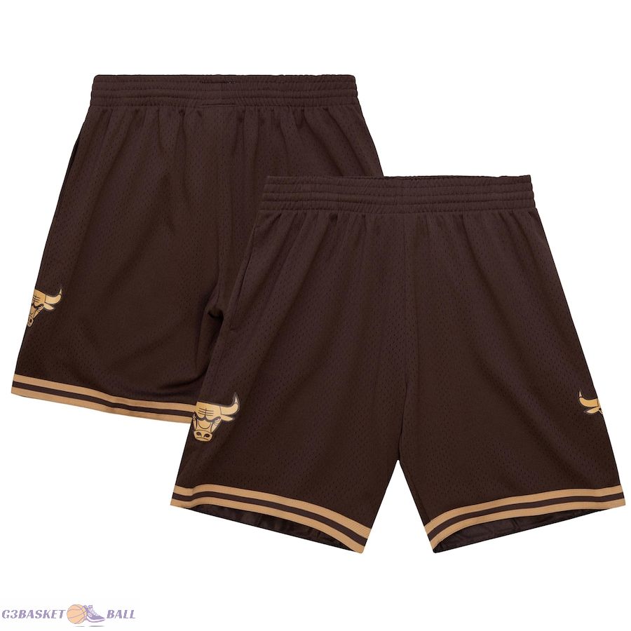 Men's Chicago Bulls Mitchell & Ness Brown 1997-98 Hardwood Classics Lux Swingman Shorts