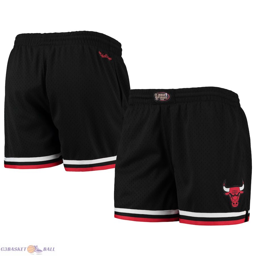 Women's Chicago Bulls Mitchell & Ness Black Hardwood Classics 1996 NBA Finals Jump Shot Shorts