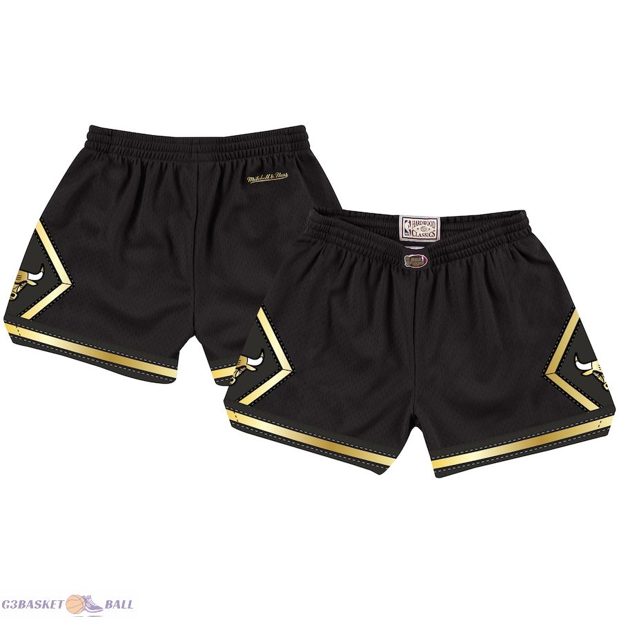 Women's Chicago Bulls Mitchell & Ness Black Hardwood Classics Golden Jump Shot Shorts