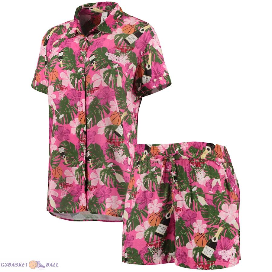 Women's Chicago Bulls Lusso Pink Finley-Frankie Party Top & Shorts Set