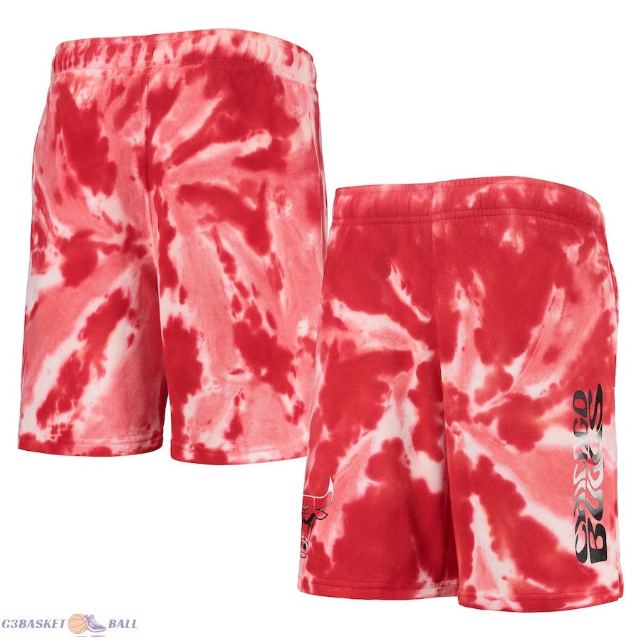 Youth Chicago Bulls Red Santa Monica Tie-Dye Shorts