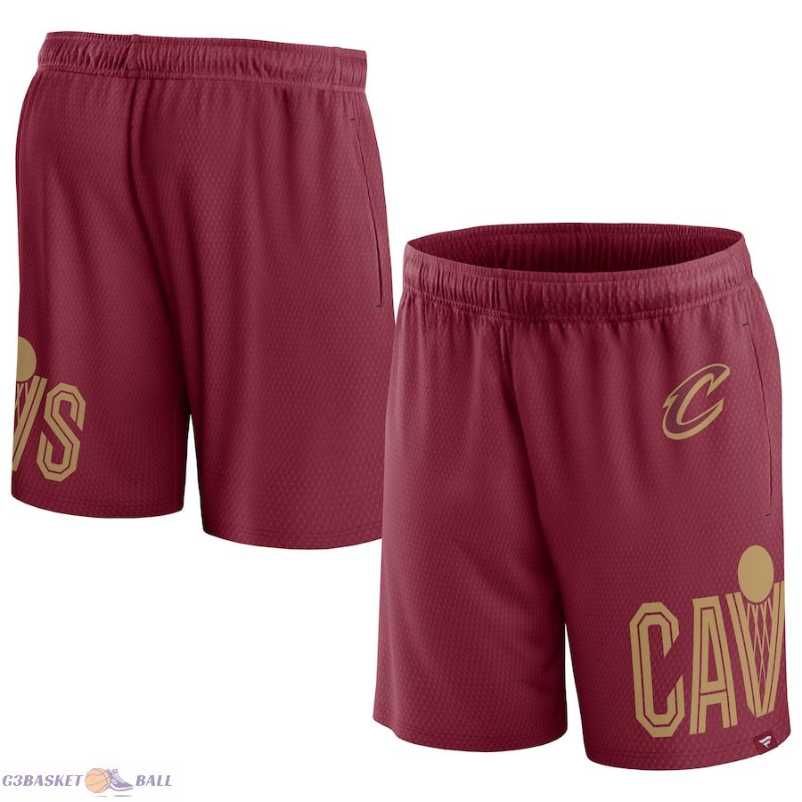 Men's Cleveland Cavaliers Fanatics Wine Free Throw Mesh Shorts