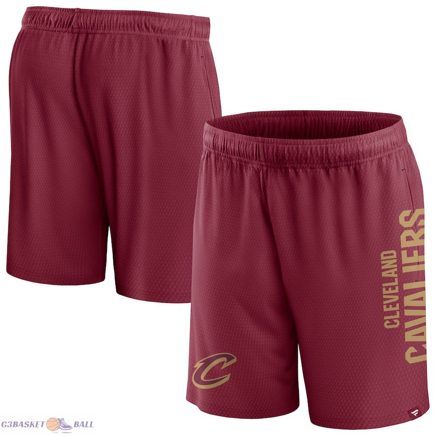 Men's Cleveland Cavaliers Fanatics Wine Post Up Mesh Shorts