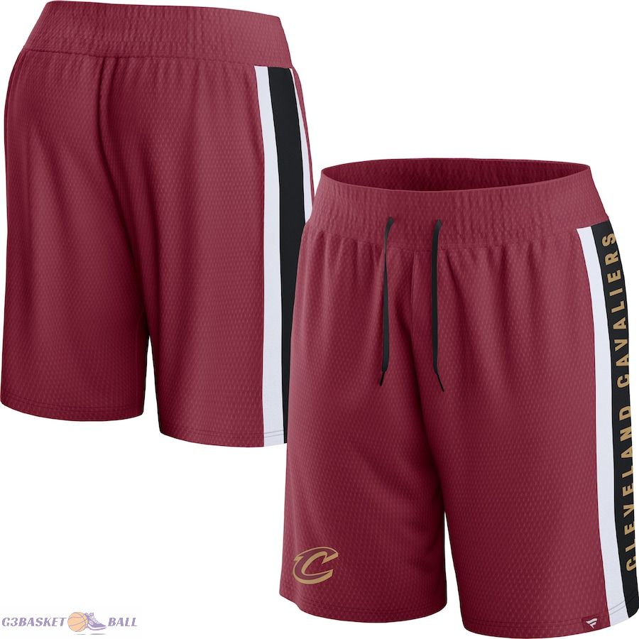 Men's Cleveland Cavaliers Fanatics Wine Referee Iconic Mesh Shorts