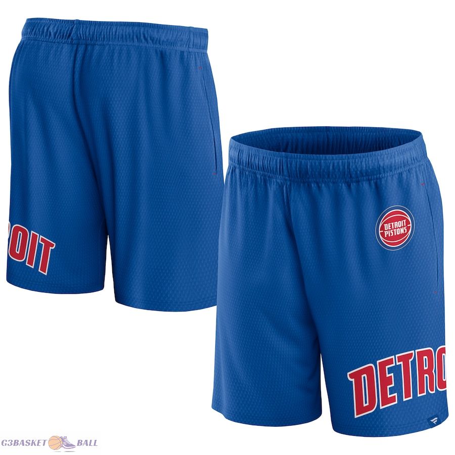 Men's Detroit Pistons Fanatics Blue Free Throw Mesh Shorts