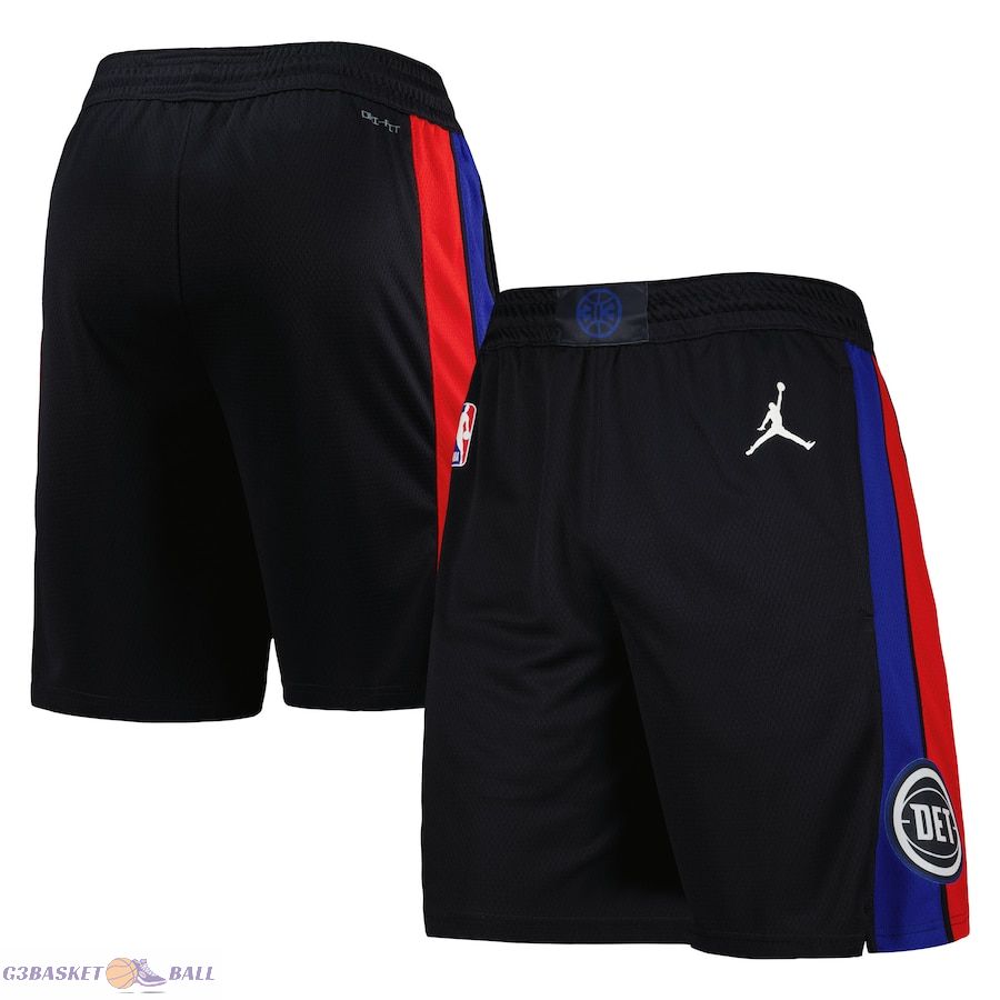 Men's Detroit Pistons Jordan Brand Black 2022/2023 Statement Edition Swingman Performance Shorts