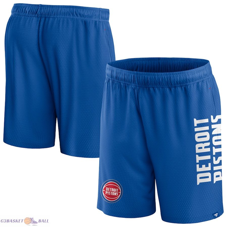 Men's Detroit Pistons Fanatics Blue Post Up Mesh Shorts