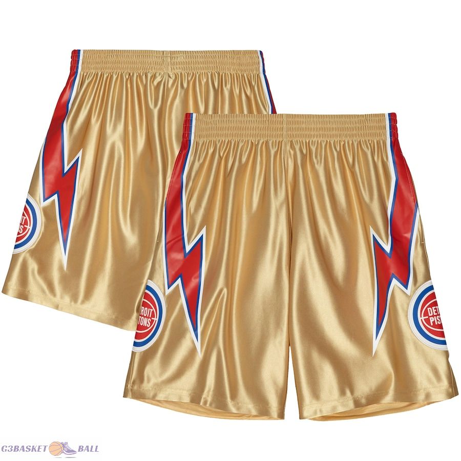 Men's Detroit Pistons Mitchell & Ness Gold 1978-79 Hardwood Classics NBA 75th Anniversary Swingman Shorts