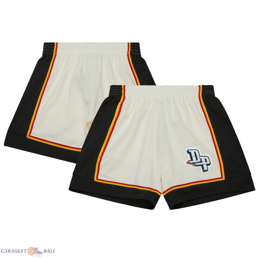 Men's Detroit Pistons Mitchell & Ness White 1998-99 Hardwood Classics Team Color Swingman Shorts