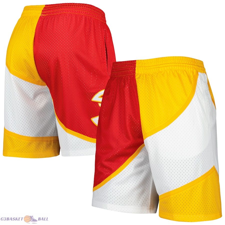 Men's Atlanta Hawks Mitchell & Ness Red/Yellow Hardwood Classics 1986 Split Swingman Shorts