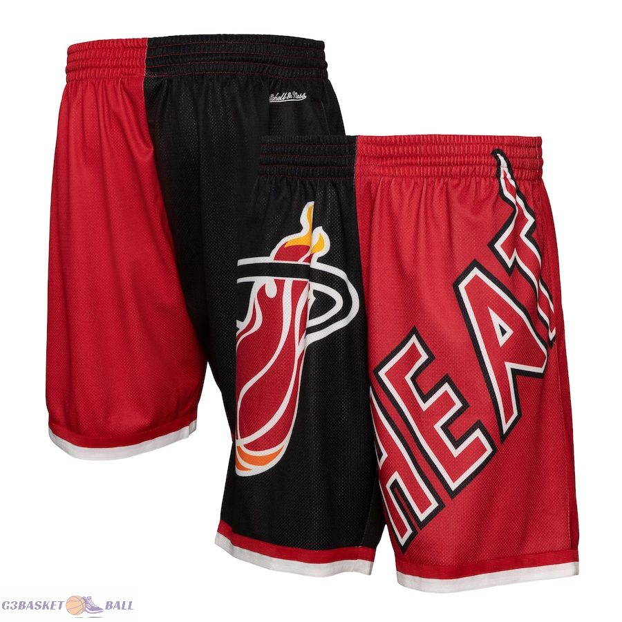 Men's Miami Heat Mitchell & Ness Black Big Face 5.0 Fashion Shorts