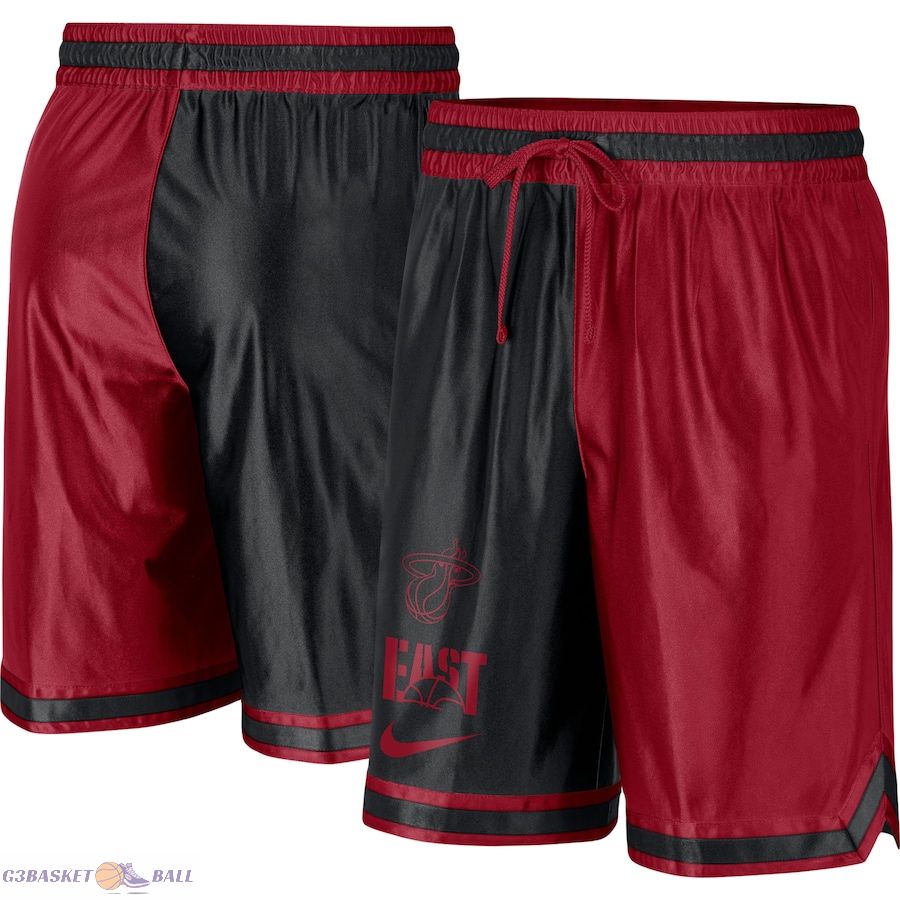 Men's Miami Heat Red/Black Courtside Versus Force Split DNA Performance Shorts