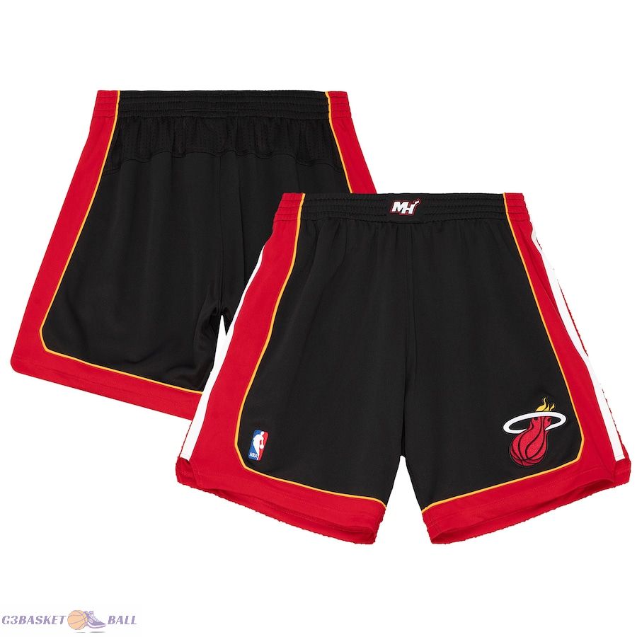 Men's Miami Heat Mitchell & Ness Black 2012-13 Hardwood Classics Road Replica Shorts