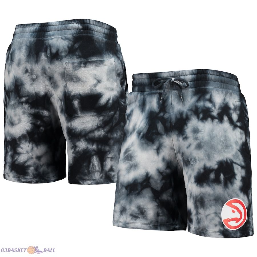 Men's Atlanta Hawks New Era Black Fleece Tie-Dye Shorts