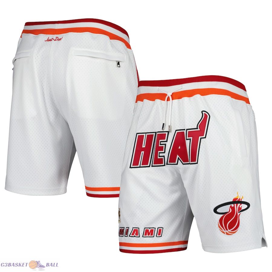 Men's Miami Heat Mitchell & Ness White Hardwood Classics Just Don Shorts