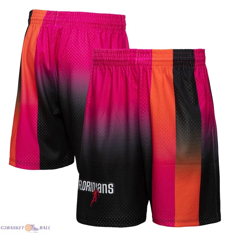 Men's Miami Heat Mitchell & Ness Pink/Black 2005/06 Hardwood Classics Fadeaway Reload 3.0 Swingman Shorts