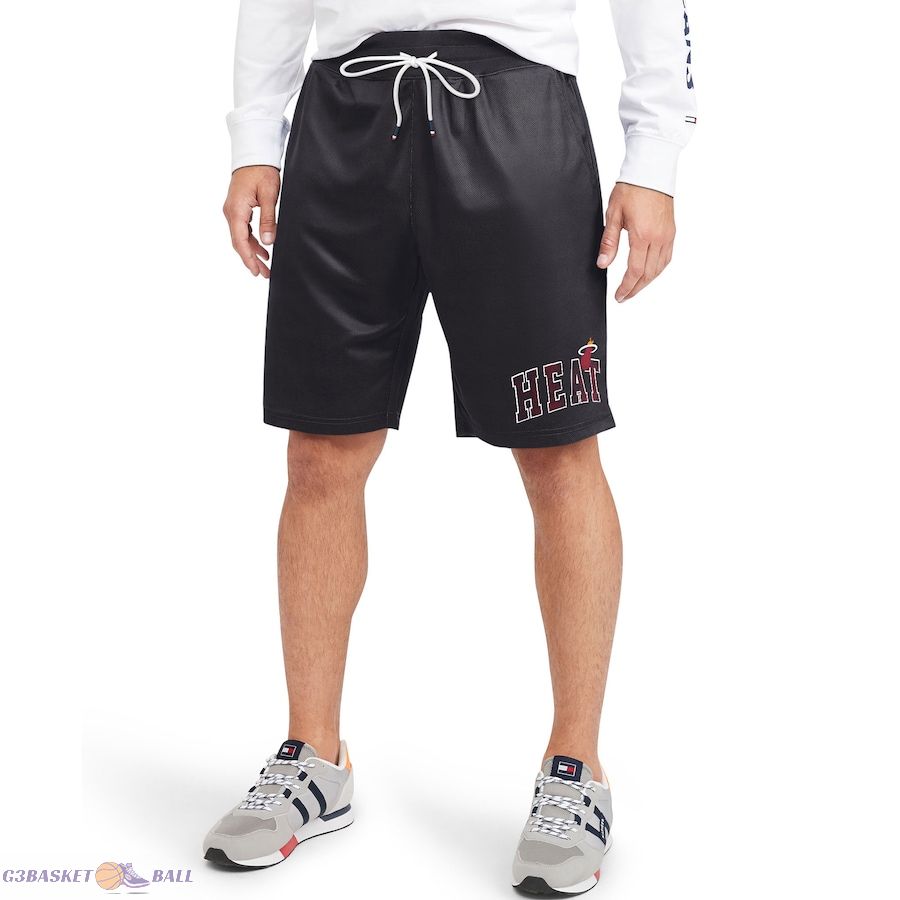 Men's Miami Heat Tommy Jeans Black Mike Mesh Basketball Shorts