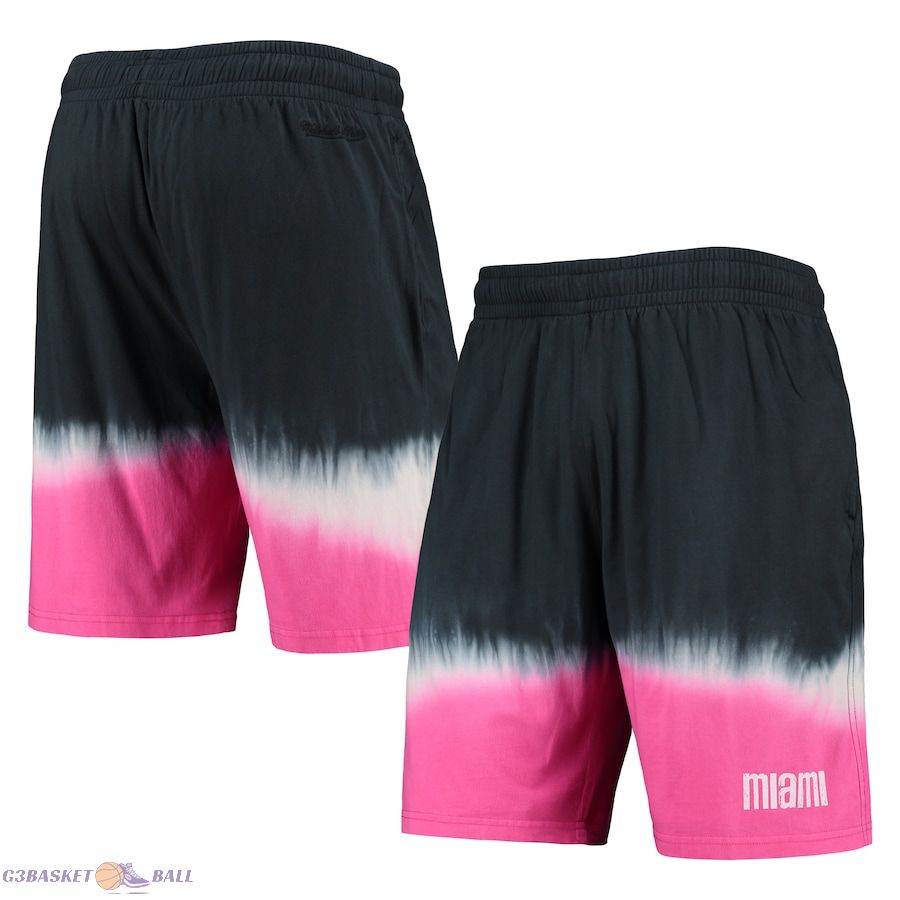 Men's Miami Heat Mitchell & Ness Black/Pink Hardwood Classic Authentic Shorts