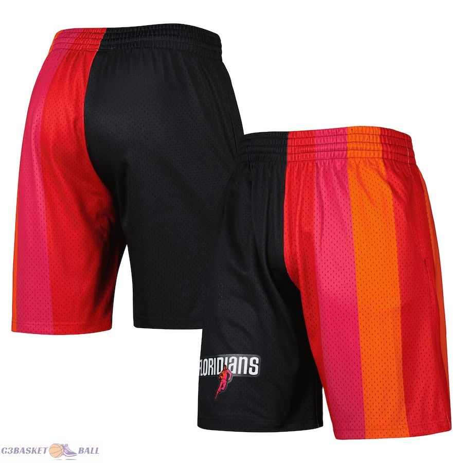 Men's Miami Heat Mitchell & Ness Black Hardwood Classics 2005 Split Swingman Shorts