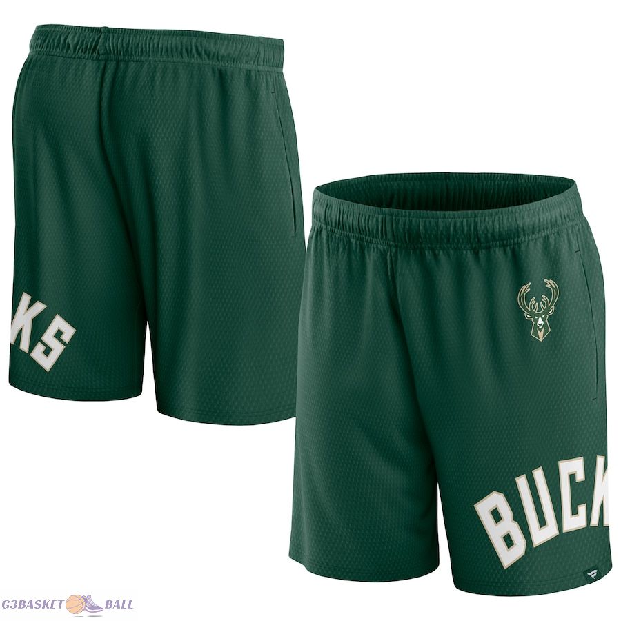 Men's Milwaukee Bucks Fanatics Hunter Green Free Throw Mesh Shorts