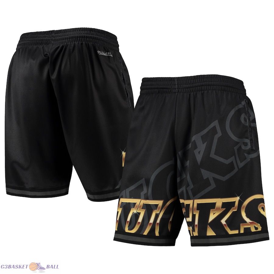 Men's Milwaukee Bucks Mitchell & Ness Black Big Face 4.0 Fashion Shorts