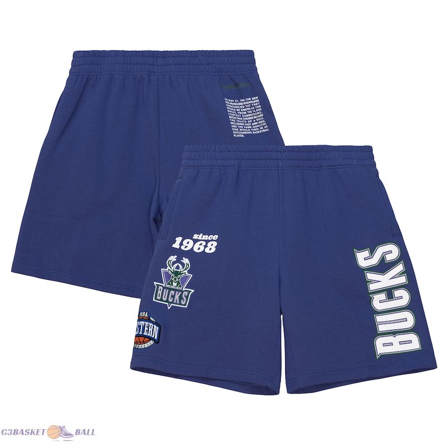 Men's Milwaukee Bucks Mitchell & Ness Purple Team Origins Fleece Shorts