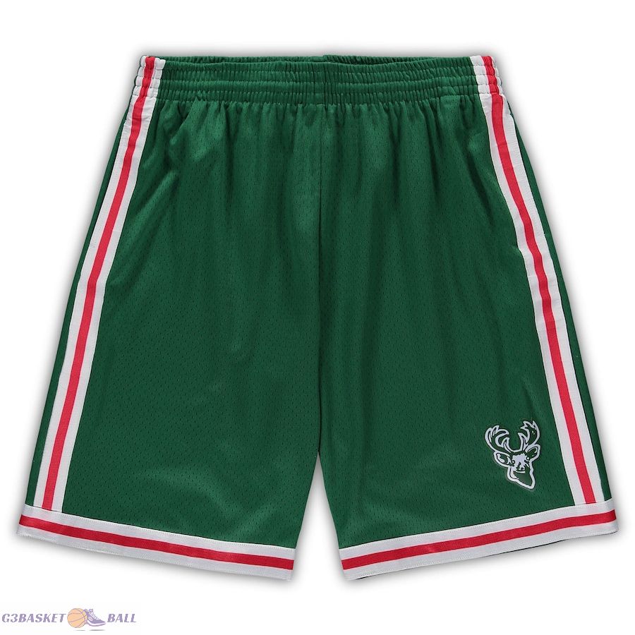 Men's Milwaukee Bucks Mitchell & Ness Green Big & Tall Hardwood Classics Team Swingman Shorts