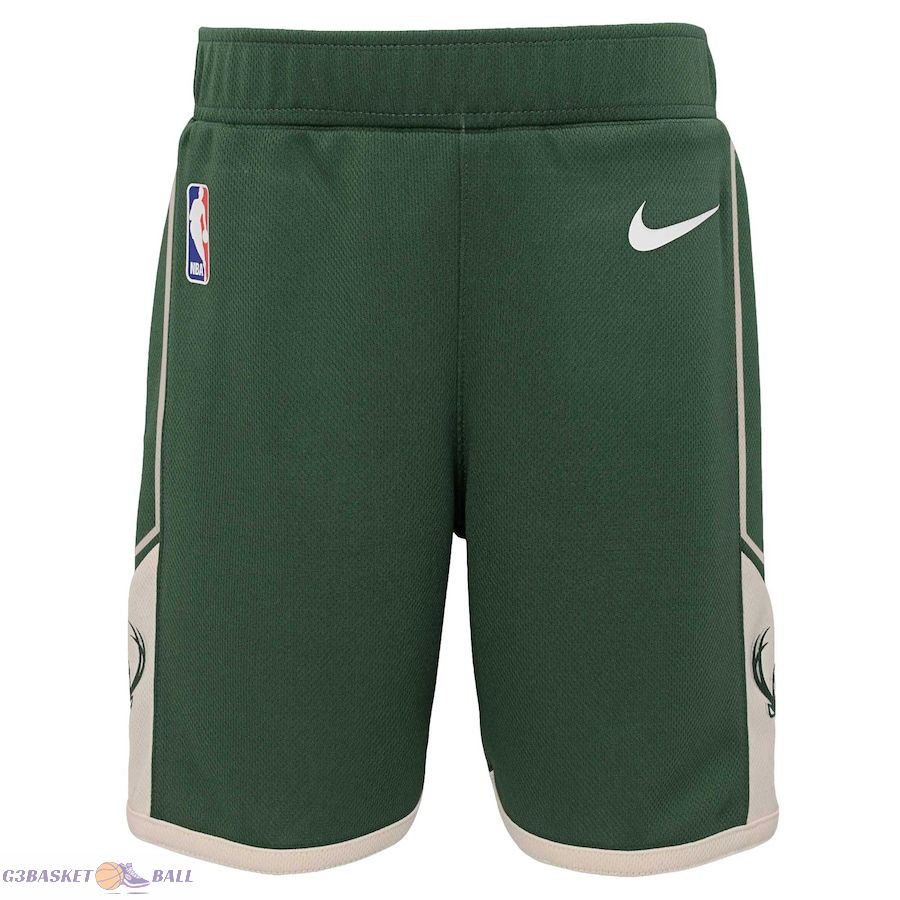 Preschool Milwaukee Bucks Hunter Green Icon Replica Shorts