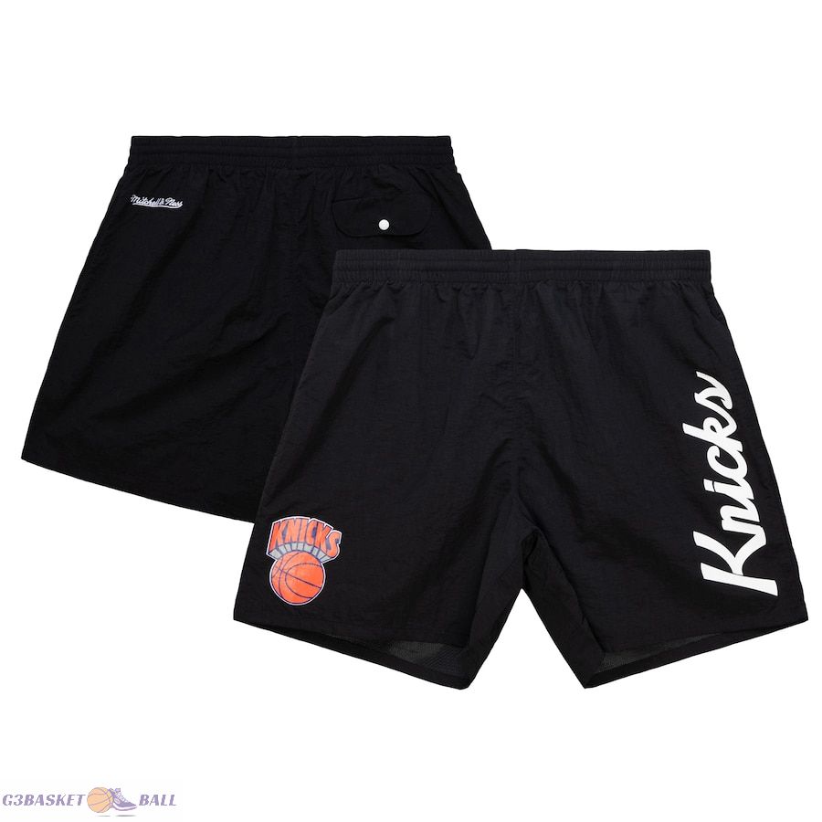 Men's New York Knicks Mitchell & Ness Black Team Essentials Nylon Shorts