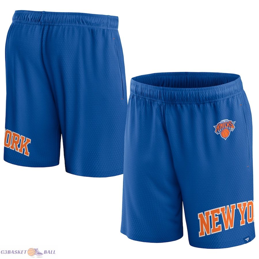 Men's New York Knicks Fanatics Blue Free Throw Mesh Shorts