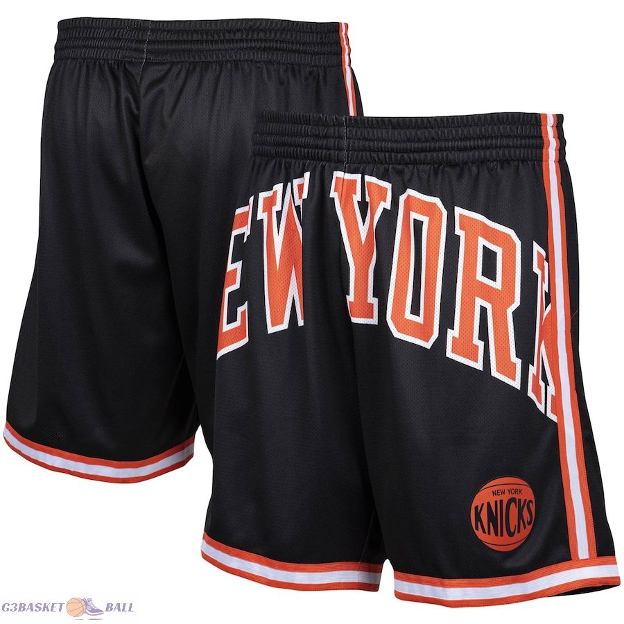 Men's New York Knicks Mitchell & Ness Black Hardwood Classics Big Face 2.0 Shorts