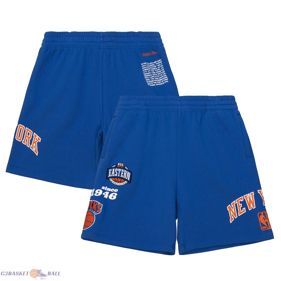 Men's New York Knicks Mitchell & Ness Navy Team Origins Fleece Shorts