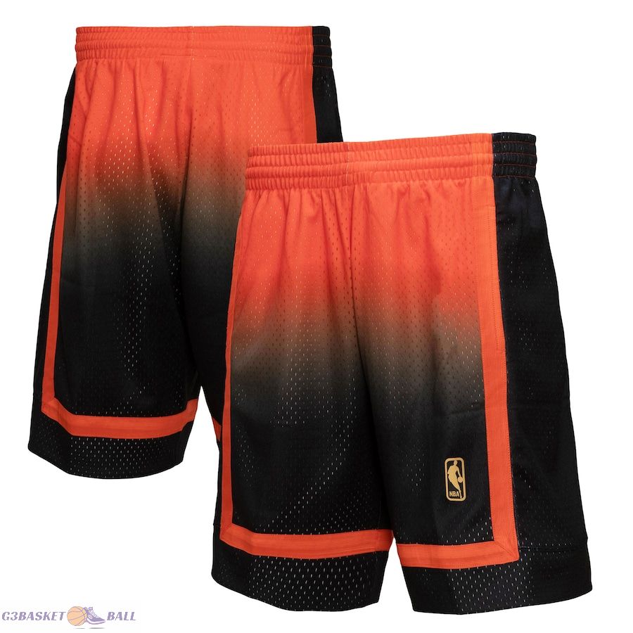 Men's New York Knicks Mitchell & Ness Orange/Black 1996/97 Hardwood Classics Fadeaway Reload 3.0 Swingman Shorts