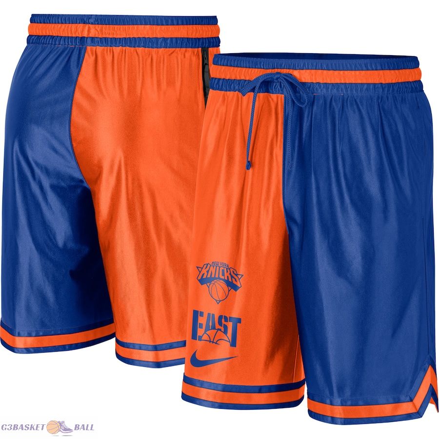 Men's New York Knicks Blue/Orange Courtside Versus Force Split DNA Performance Shorts