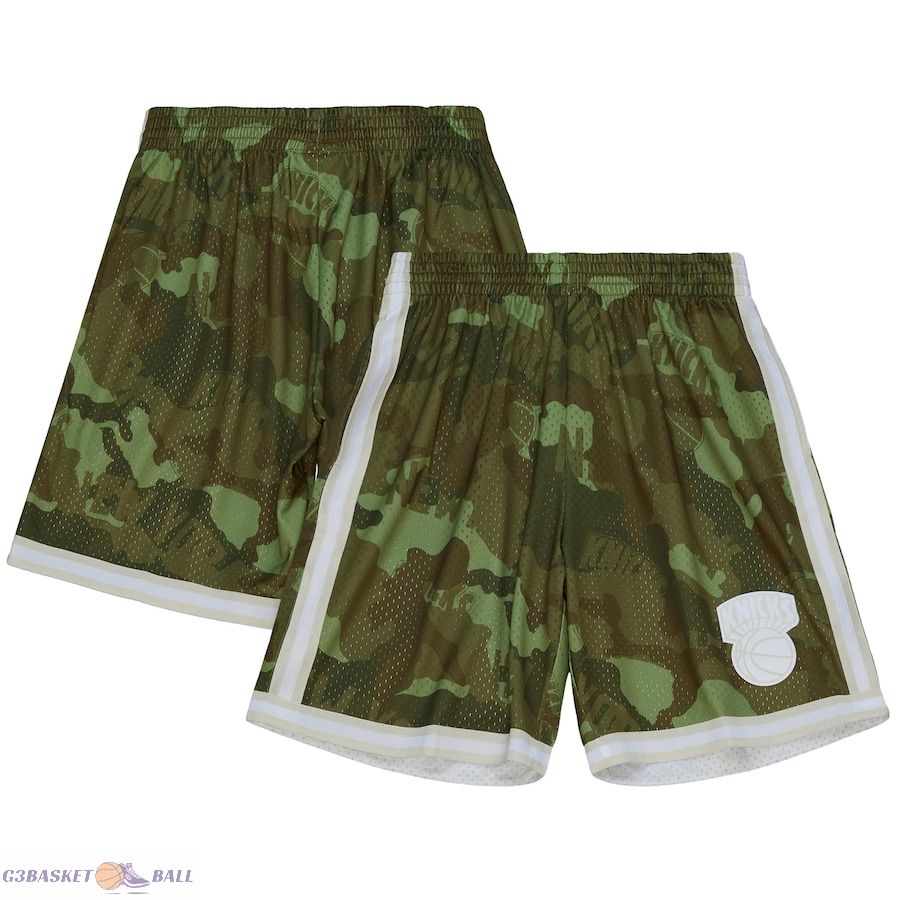 Men's New York Knicks Mitchell & Ness Camo 1991-92 Hardwood Classics Ghost Green Swingman Shorts