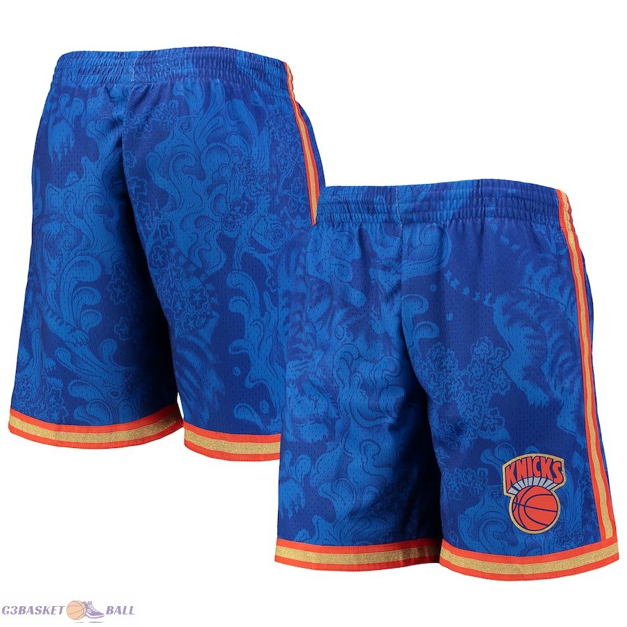 Men's New York Knicks Mitchell & Ness Blue Hardwood Classics Lunar New Year Swingman Shorts