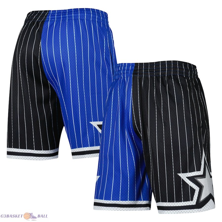 Men's Orlando Magic Mitchell & Ness Blue/Black Hardwood Classics 1994 Split Swingman Shorts