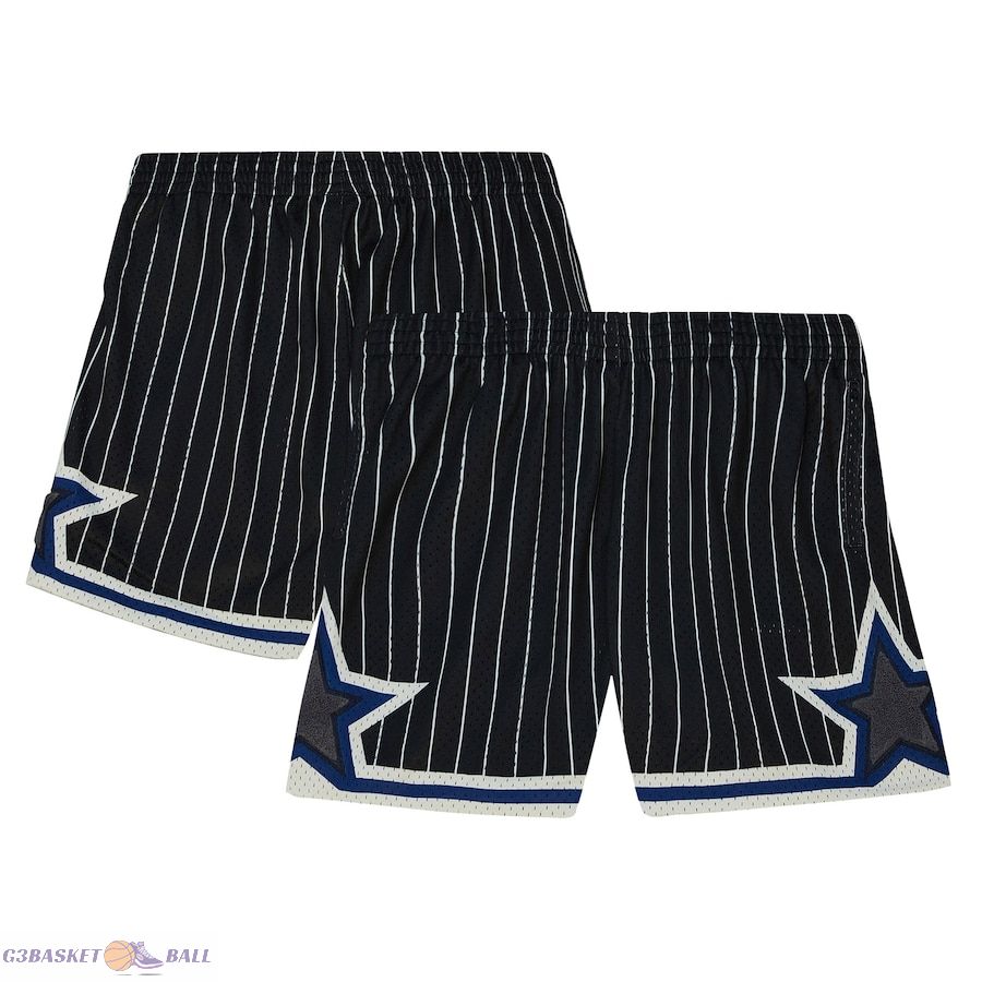 Men's Orlando Magic Mitchell & Ness Black 1996-97 Hardwood Classics Off Court Chenille Swingman Shorts