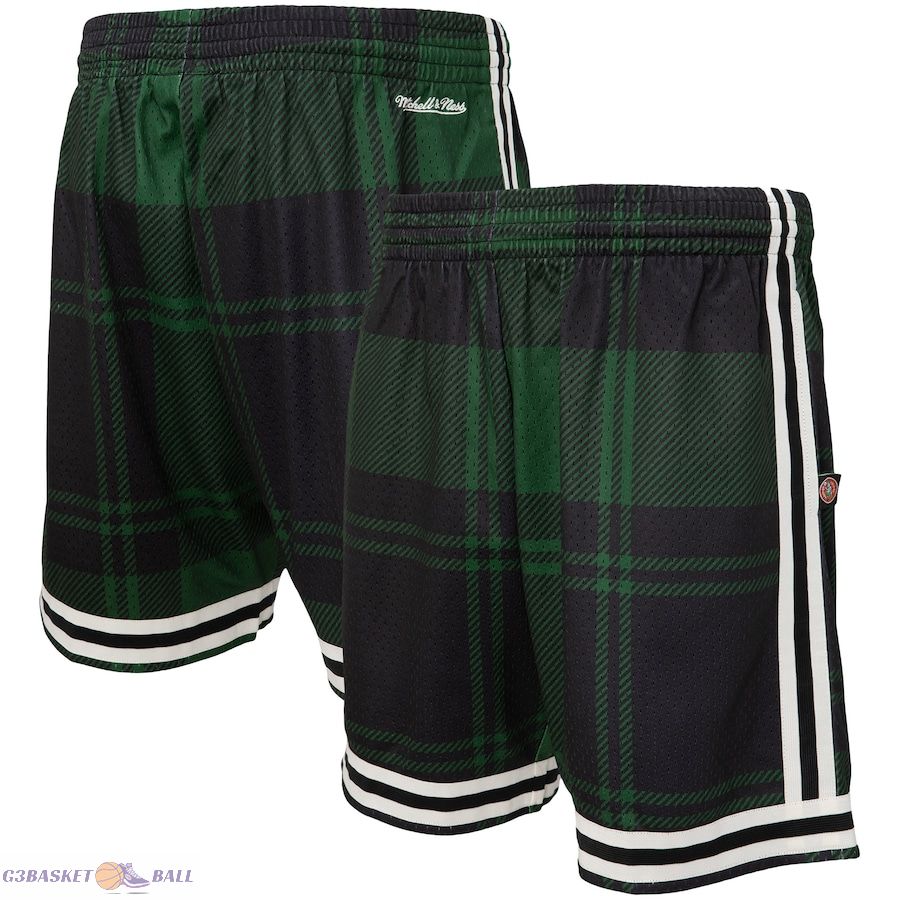 Men's Boston Celtics Mitchell & Ness x Uninterrupted Kelly Green/Black Hardwood Classics Swingman Shorts