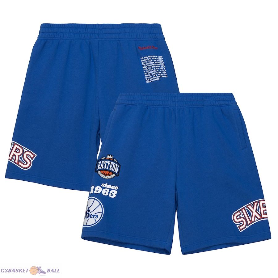 Men's Philadelphia 76ers Mitchell & Ness Royal Team Origins Fleece Shorts