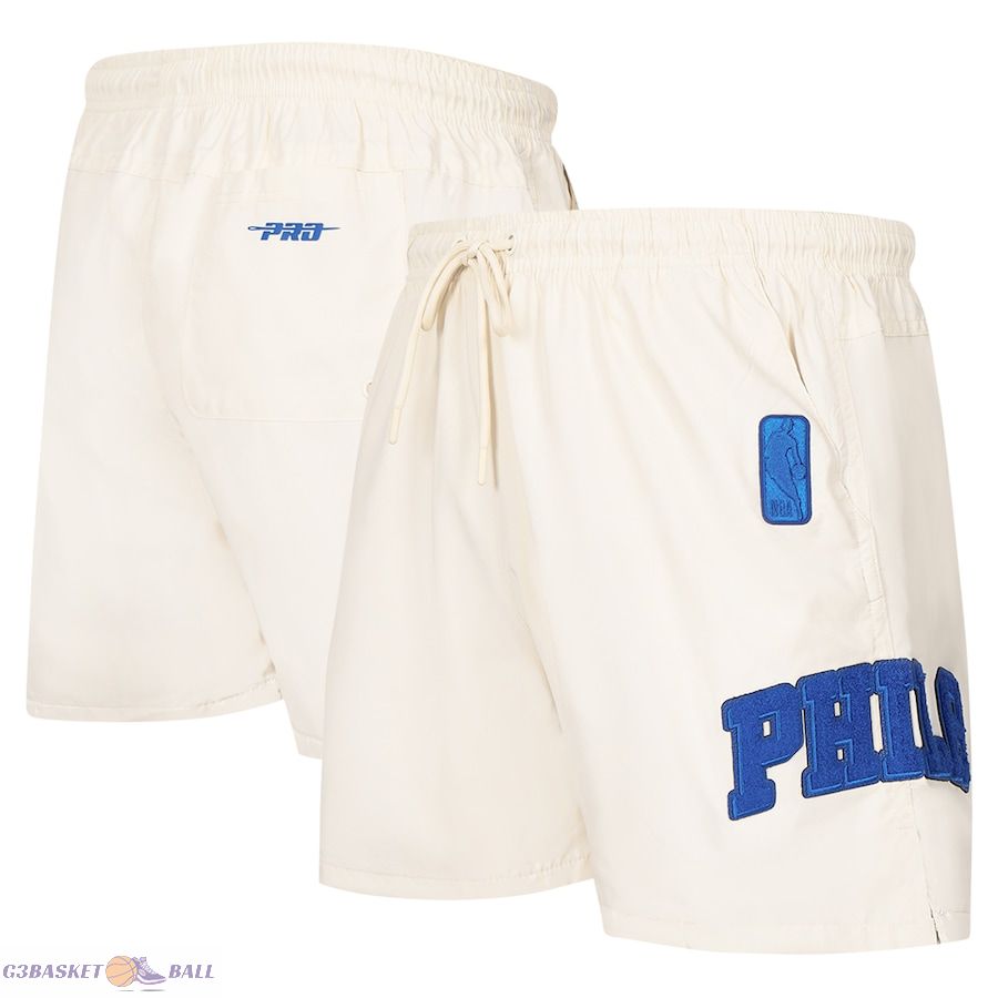 Men's Philadelphia 76ers Pro Standard Cream Triple Tonal Woven Shorts