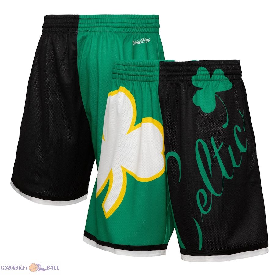 Men's Boston Celtics Mitchell & Ness Kelly Green Big Face 5.0 Fashion Shorts