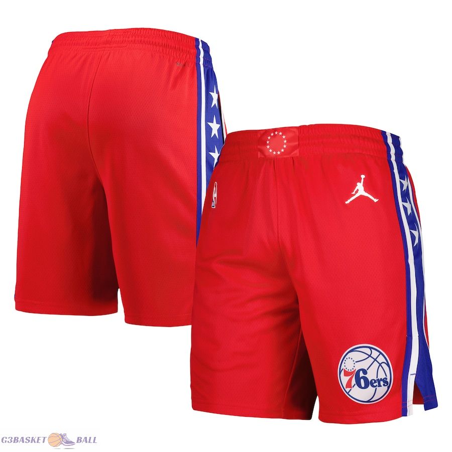 Men's Philadelphia 76ers Jordan Brand Red 2022/2023 Statement Edition Swingman Performance Shorts