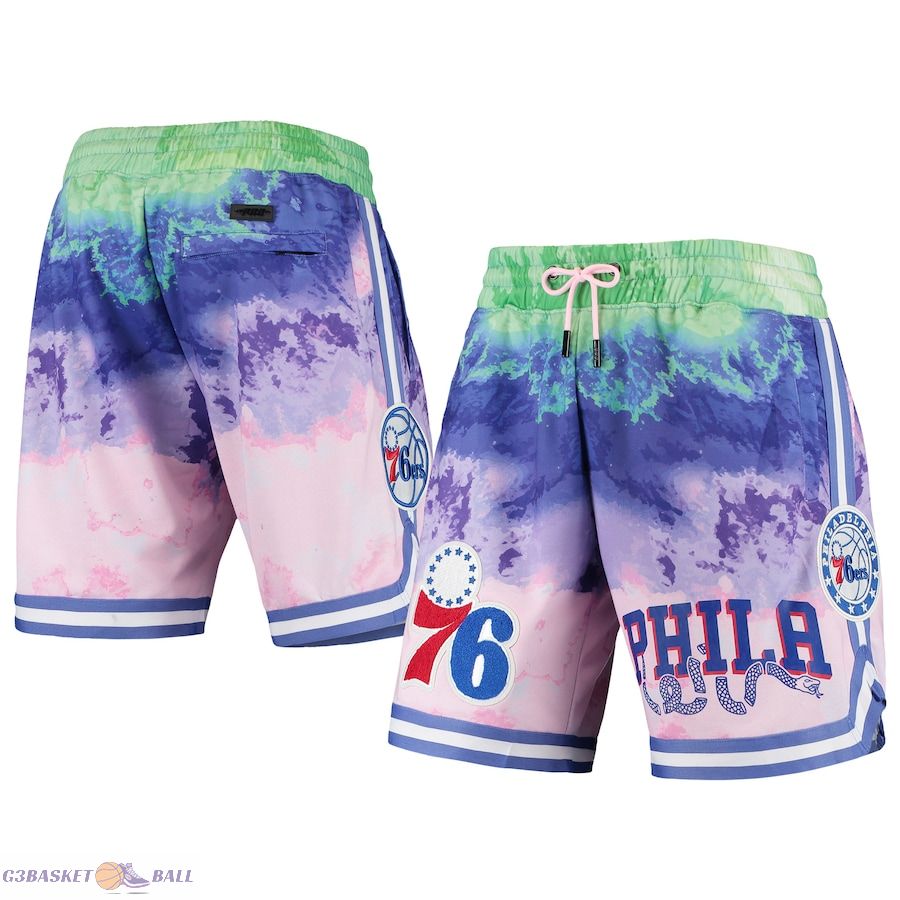 Men's Philadelphia 76ers Pro Standard Pink Multicolor Dip-Dye Shorts