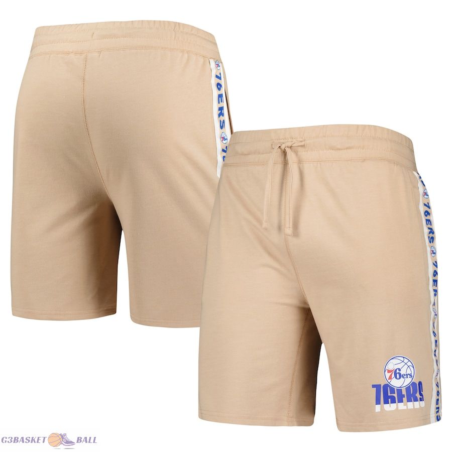 Men's Philadelphia 76ers Concepts Sport Tan Team Stripe Shorts